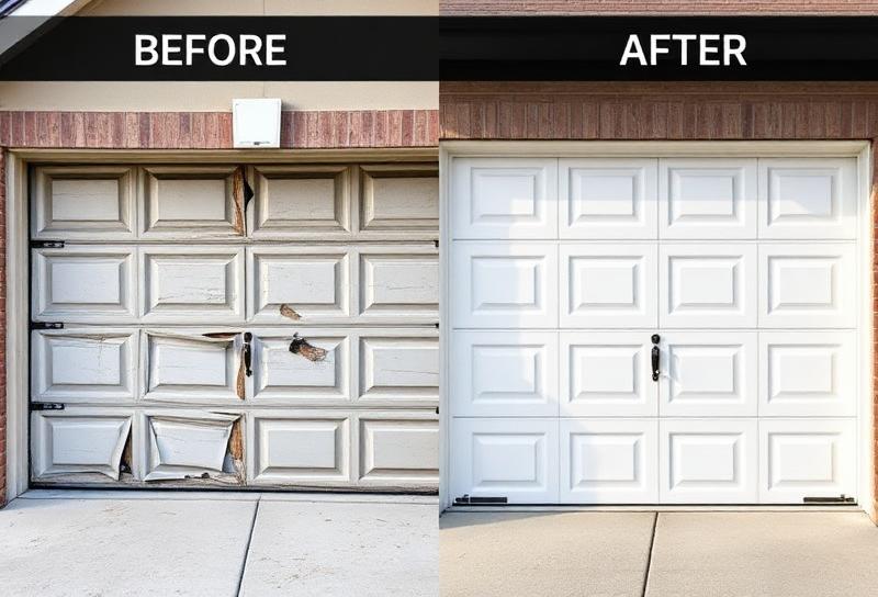Before and after garage door installation by Garage Door Oriental